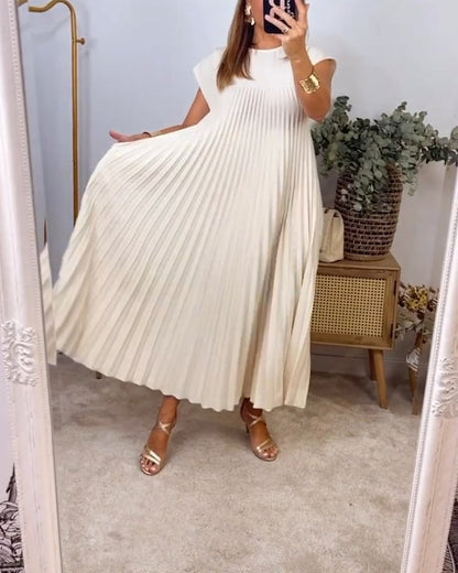 🔥Women Pleated Simple Solid Color Dress👗