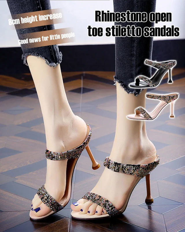 Crystal Diamond Peep Toe Stiletto Sandals