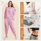 ⭐Begränsad tid 50% rabatt💕2-delat set för kvinnor: långärmad topp med rund hals + byxor 🧥+👖