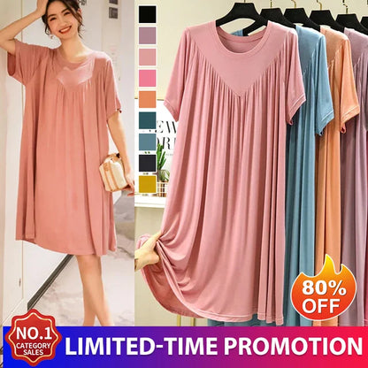 🎁Hot Sale⏳Super Soft Comfortable Short Sleeve Loose Pajama Dress