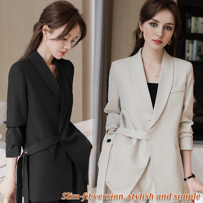 Women's Unique Asymmetrical Belt Suit