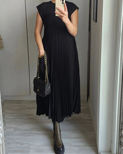 🔥Women Pleated Simple Solid Color Dress👗