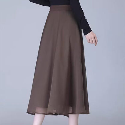 High-Waisted Tulle Midi Skirt