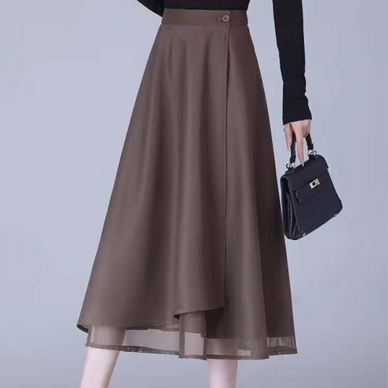 High-Waisted Tulle Midi Skirt