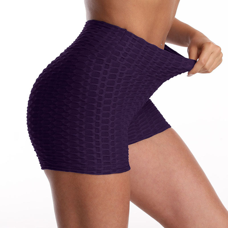 High Waist Jacquard Bubble Yoga Shorts