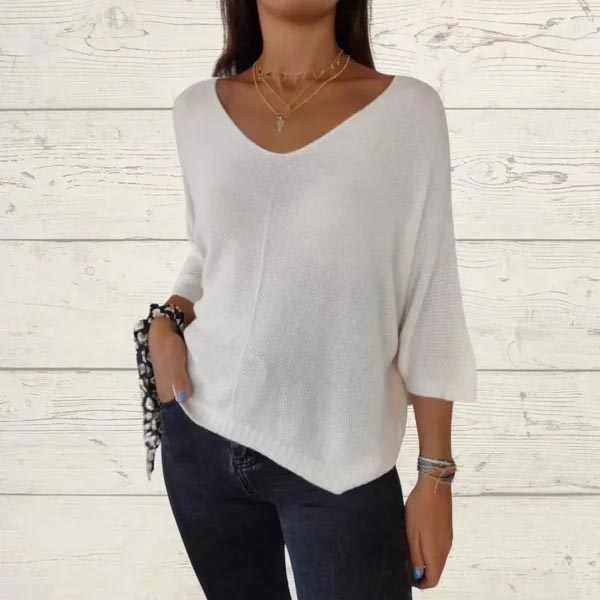 🌸Hot Sale 56% off🌸Women's Batwing Sleeve Solid Color V-Neck Knit Top