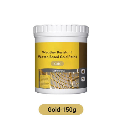 Weather resistant water-based gold paint