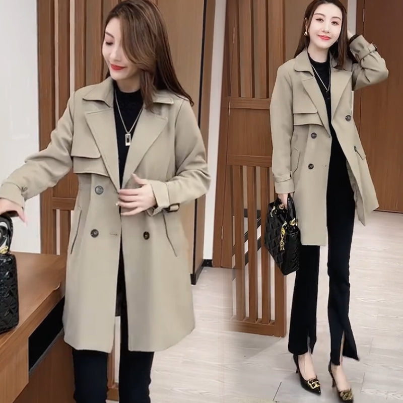 Comfortable Waisted Lapel Trench Coat