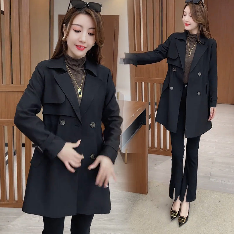 Comfortable Waisted Lapel Trench Coat