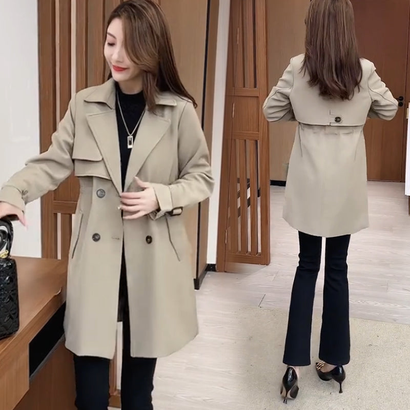 Comfortable Waisted Lapel Trench Coat