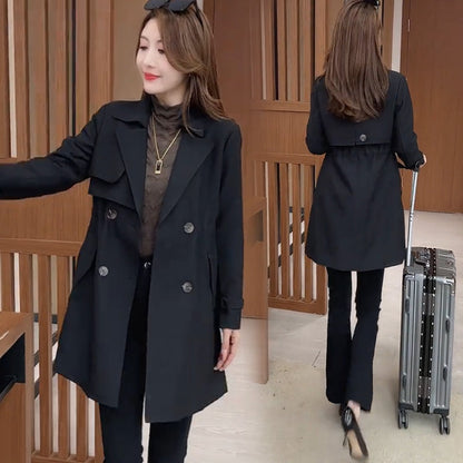 Comfortable Waisted Lapel Trench Coat