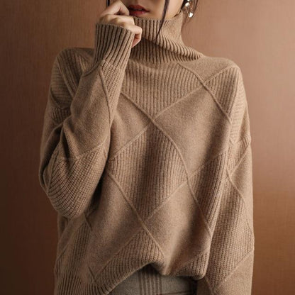 Loose Cashmere Turtleneck Sweater Cardigan