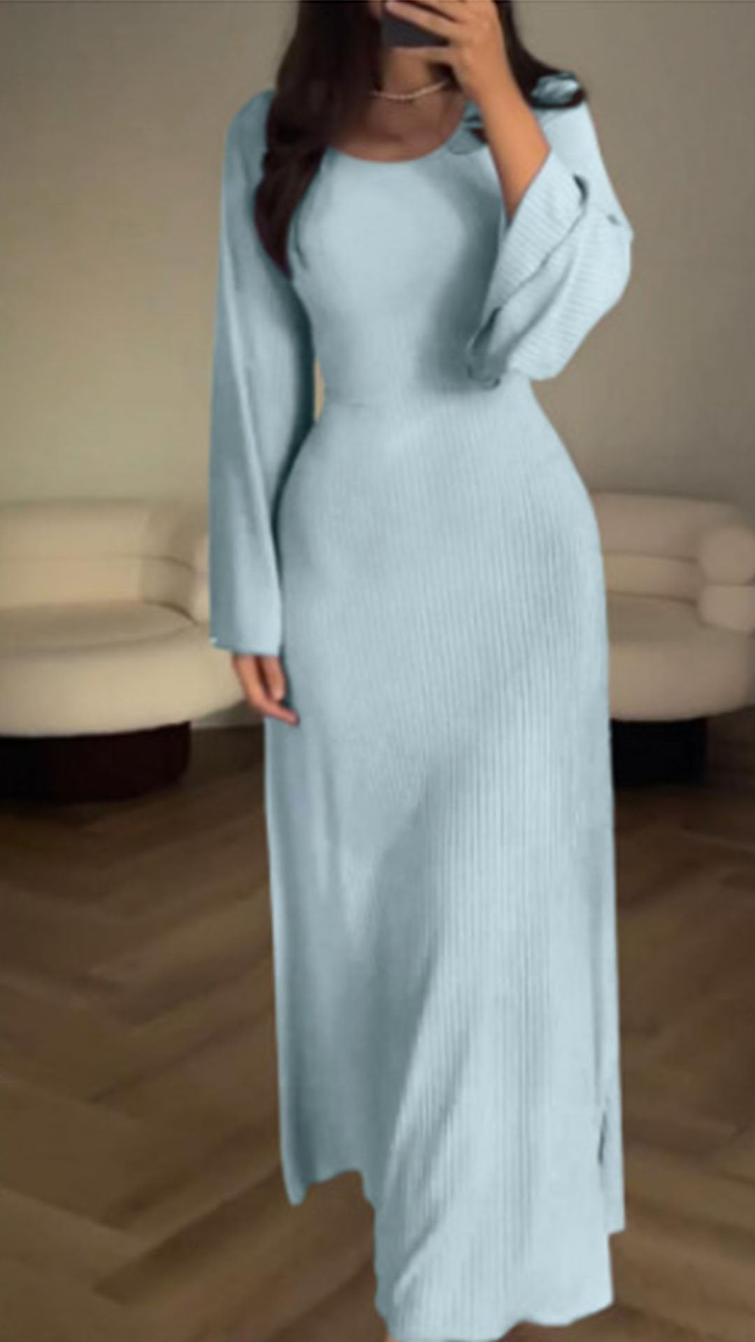 Long Sleeve Split Loose Casual Dress （50% OFF）