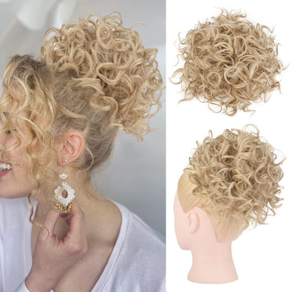 Elastic Drawstring Loose Short Curly Bun