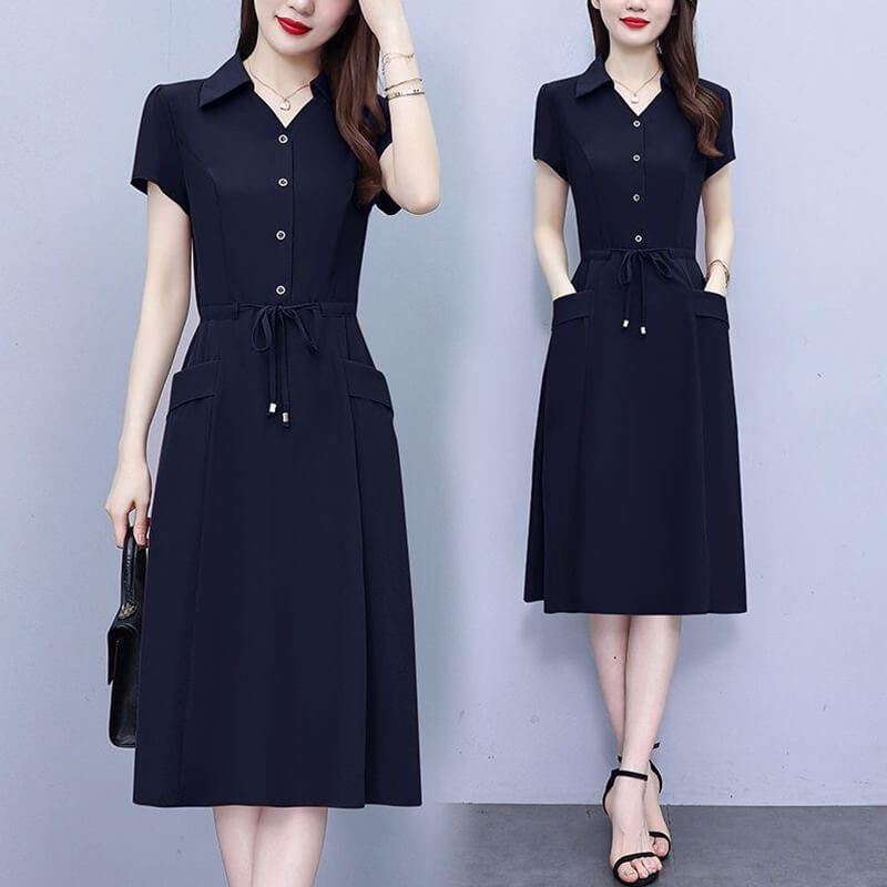 CASUAL SHORT SLEEVE SHIRT DRESS