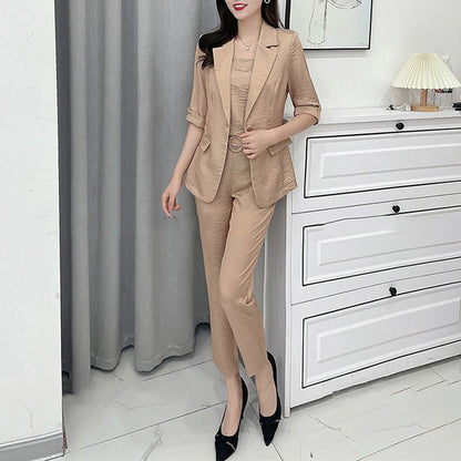 Women’s Fashion Casual Business 3-piece Set (Blazer+Camisole+Pants)