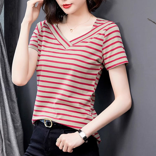 Summer Women’s Simple Striped Classic T-Shirt