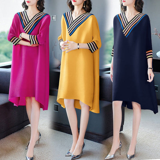 Elegant V-neck Loose Casual Cotton Robe Dress