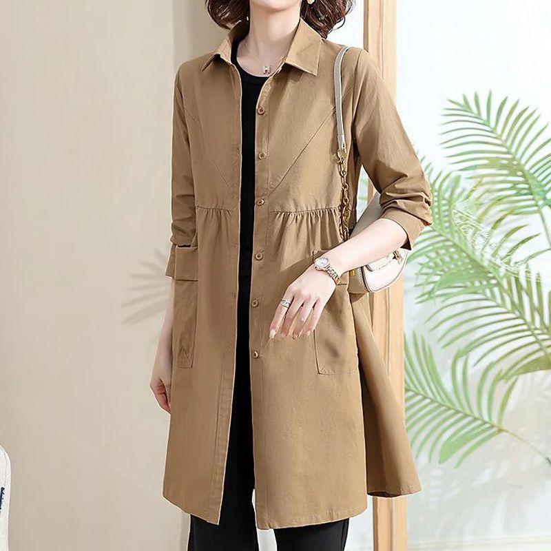 Women’s Mid-length Trench Coat Casual Windbreaker