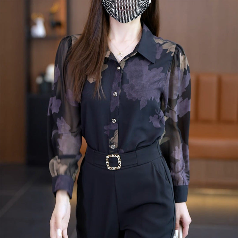 Women's Printed Floral Chiffon Shirt（50% OFF）