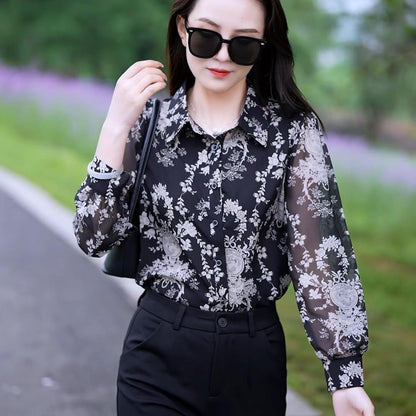 Women's Printed Floral Chiffon Shirt（50% OFF）