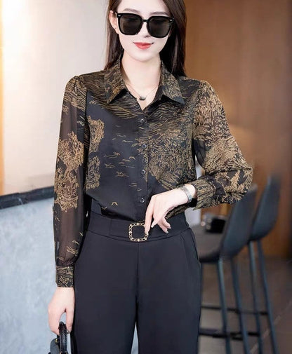 Women's Printed Floral Chiffon Shirt（50% OFF）