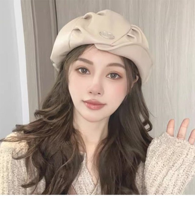 Stylish Leather Beret Hat