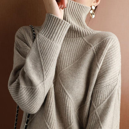 Loose Cashmere Turtleneck Sweater Cardigan