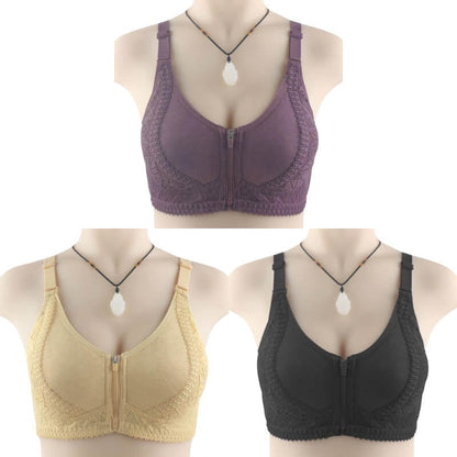 Plus size bra with front closure for women