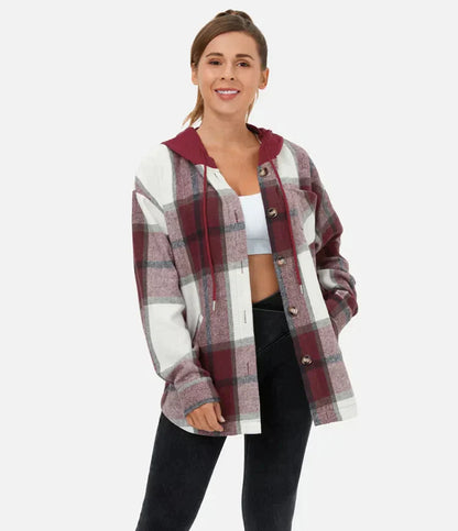 Pocket Plaid Fleece Casual Jacket - buy 2 free shipping