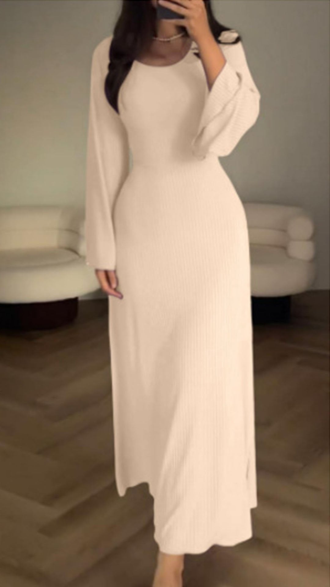 Long Sleeve Split Loose Casual Dress （50% OFF）