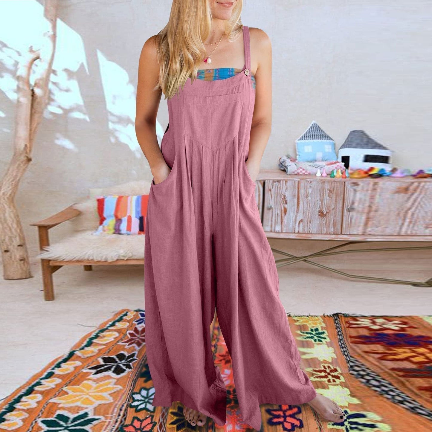 Plus Size Wide Leg Overalls Jumpsuit