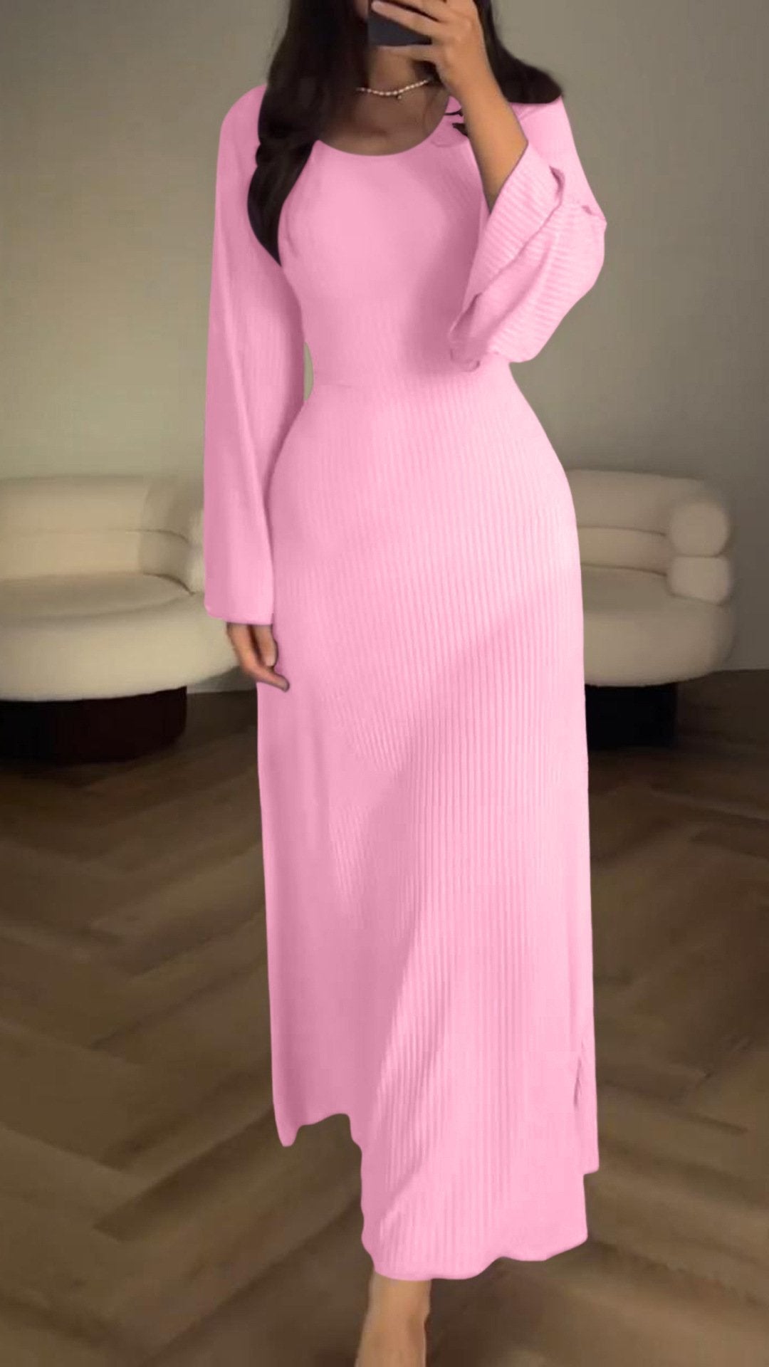 Long Sleeve Split Loose Casual Dress （50% OFF）