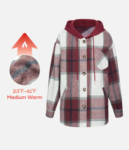 Pocket Plaid Fleece Casual Jacket - buy 2 free shipping