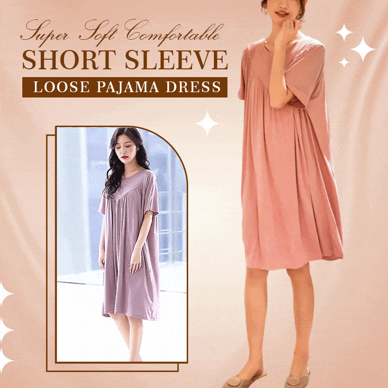 (Summer hot sale)Super Soft Comfortable Short Sleeve Loose Pajama Dress