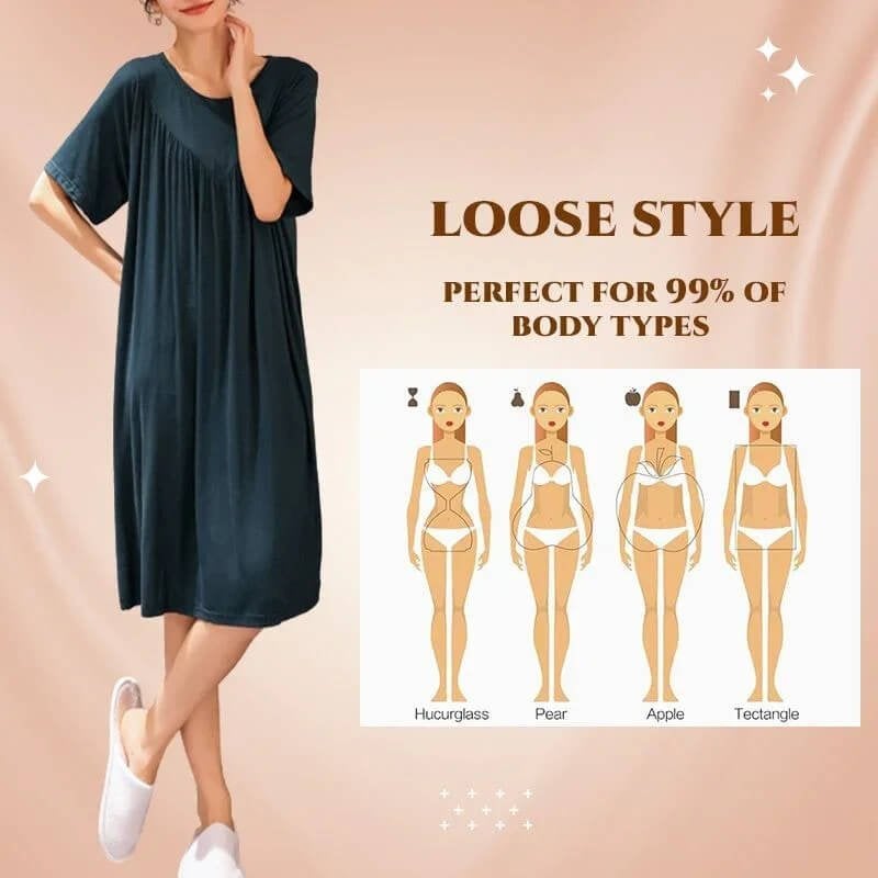 (Summer hot sale)Super Soft Comfortable Short Sleeve Loose Pajama Dress
