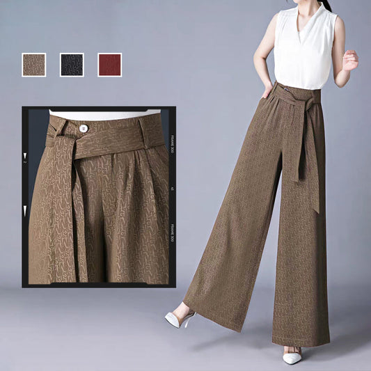 Fashionable draping wide leg pants