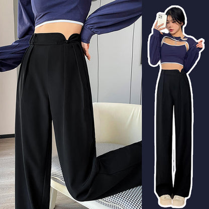 High drape trendy straight wide leg trousers