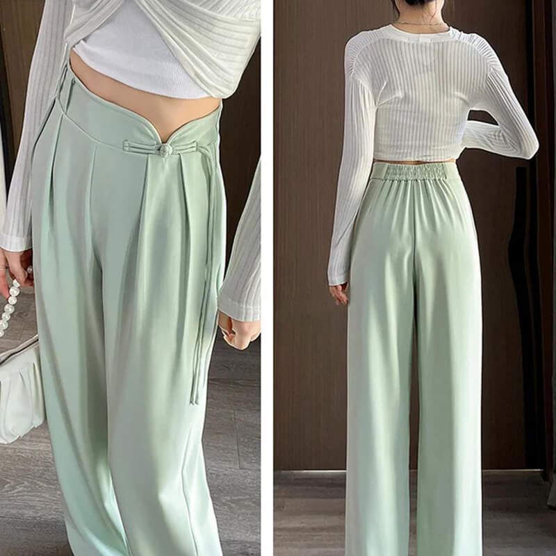 High drape trendy straight wide leg trousers