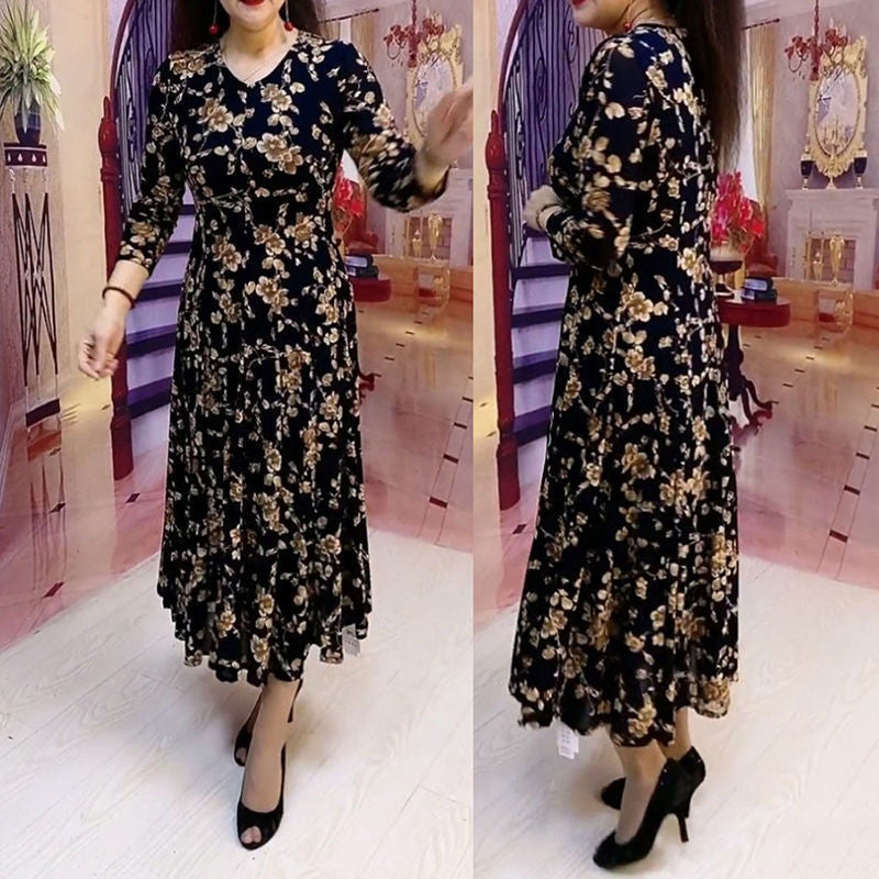 Elegant V-neck Floral Dress