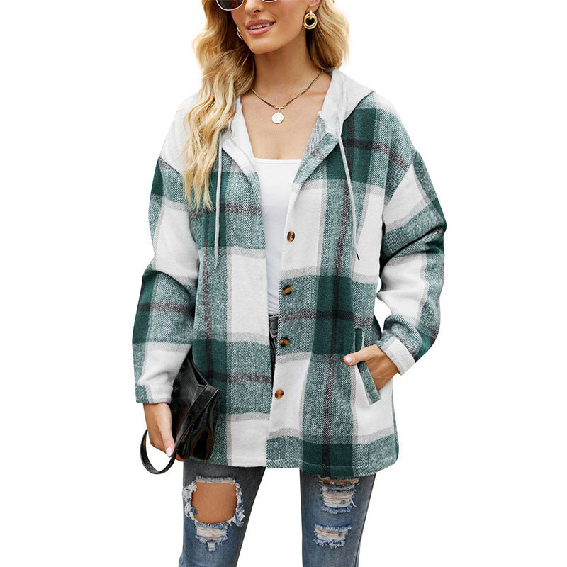 Pocket Plaid Fleece Casual Jacket - buy 2 free shipping