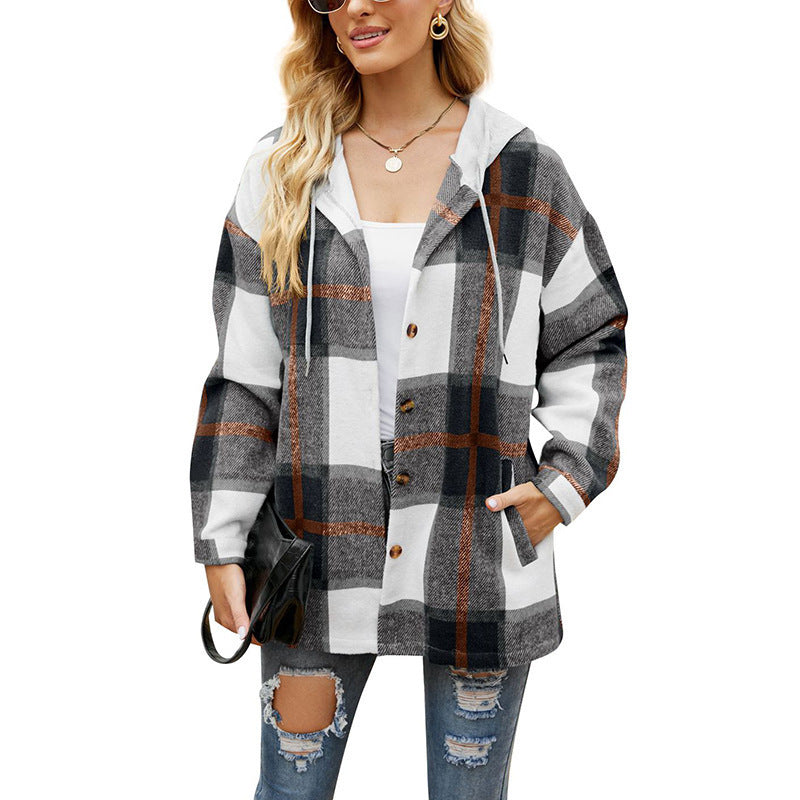 Pocket Plaid Fleece Casual Jacket - buy 2 free shipping