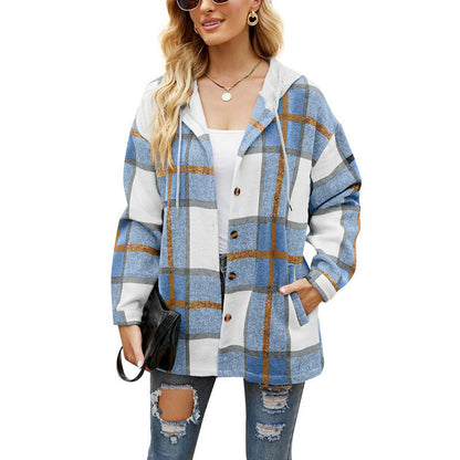 Pocket Plaid Fleece Casual Jacket - buy 2 free shipping