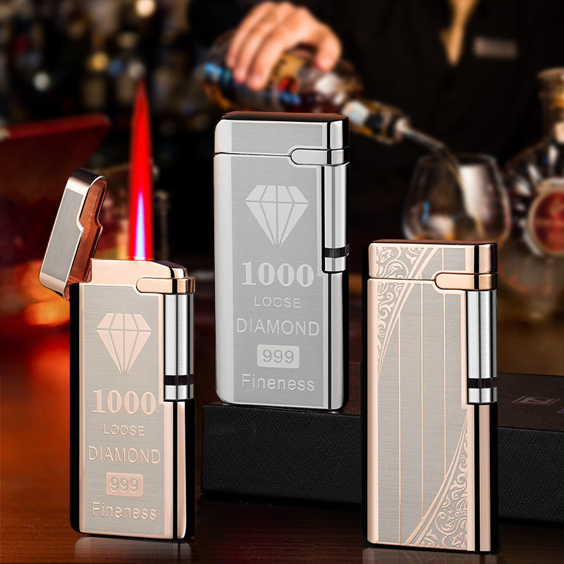 Windproof lighter with red flame and electronic sensor