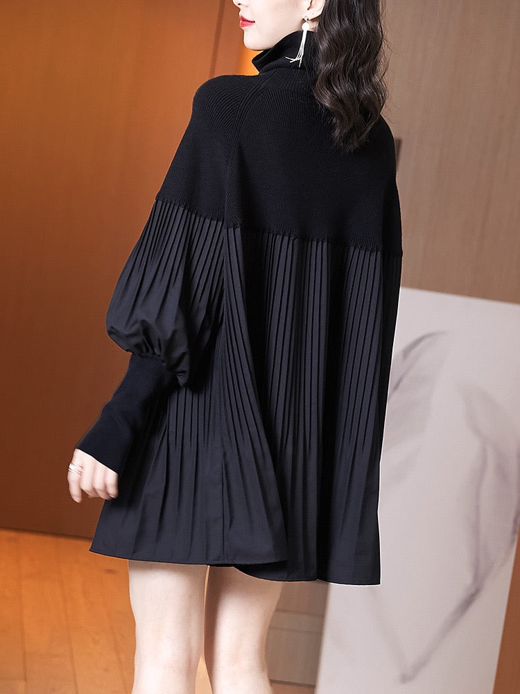 👩‍✨Plus Size Solid Color Lantern Sleeve Knit Dress