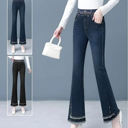 [Women’s Gift] Women's Elastic Waist Stretch Slim Fit Flare Jeans