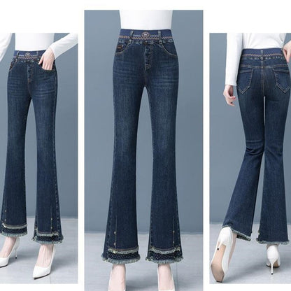 [Women’s Gift] Women's Elastic Waist Stretch Slim Fit Flare Jeans