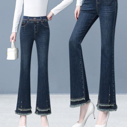 [Women’s Gift] Women's Elastic Waist Stretch Slim Fit Flare Jeans