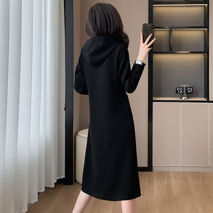 [Gift For Women] Women's Long Sleeve Hooded Pockets Sweatshirt Dress