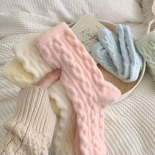 Soft Waxy Macaron Color Thermal Socks for Women - Great Gift